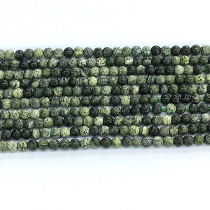 CJP106 Green Zebra Jasper Beads Smooth Round 4mm 15.5" Strand