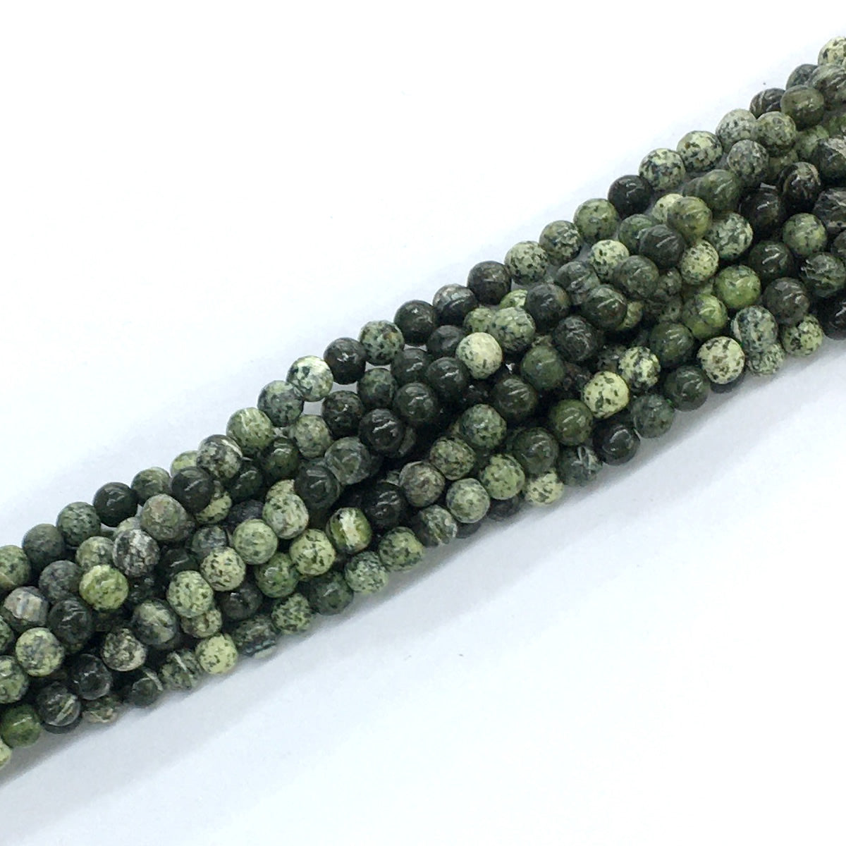 CJP106 Green Zebra Jasper Beads Smooth Round 4mm 15.5" Strand