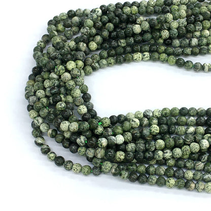 CJP106 Green Zebra Jasper Beads Smooth Round 4mm 15.5" Strand