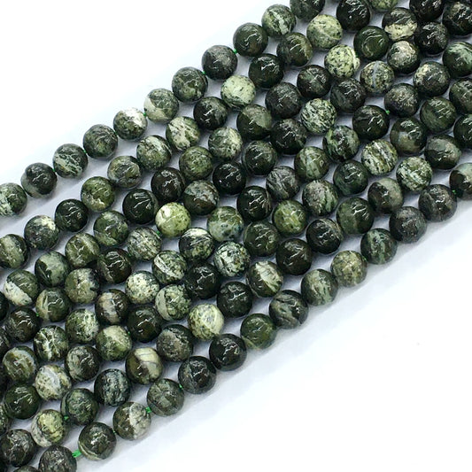 CJP107 Green Zebra Jasper Beads Smooth Round 6mm 15.5" Strand