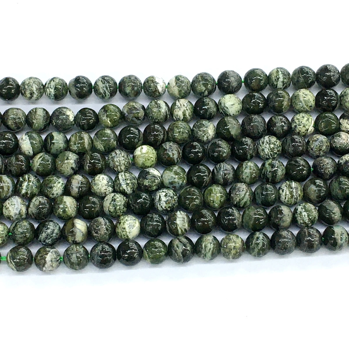 CJP107 Green Zebra Jasper Beads Smooth Round 6mm 15.5" Strand