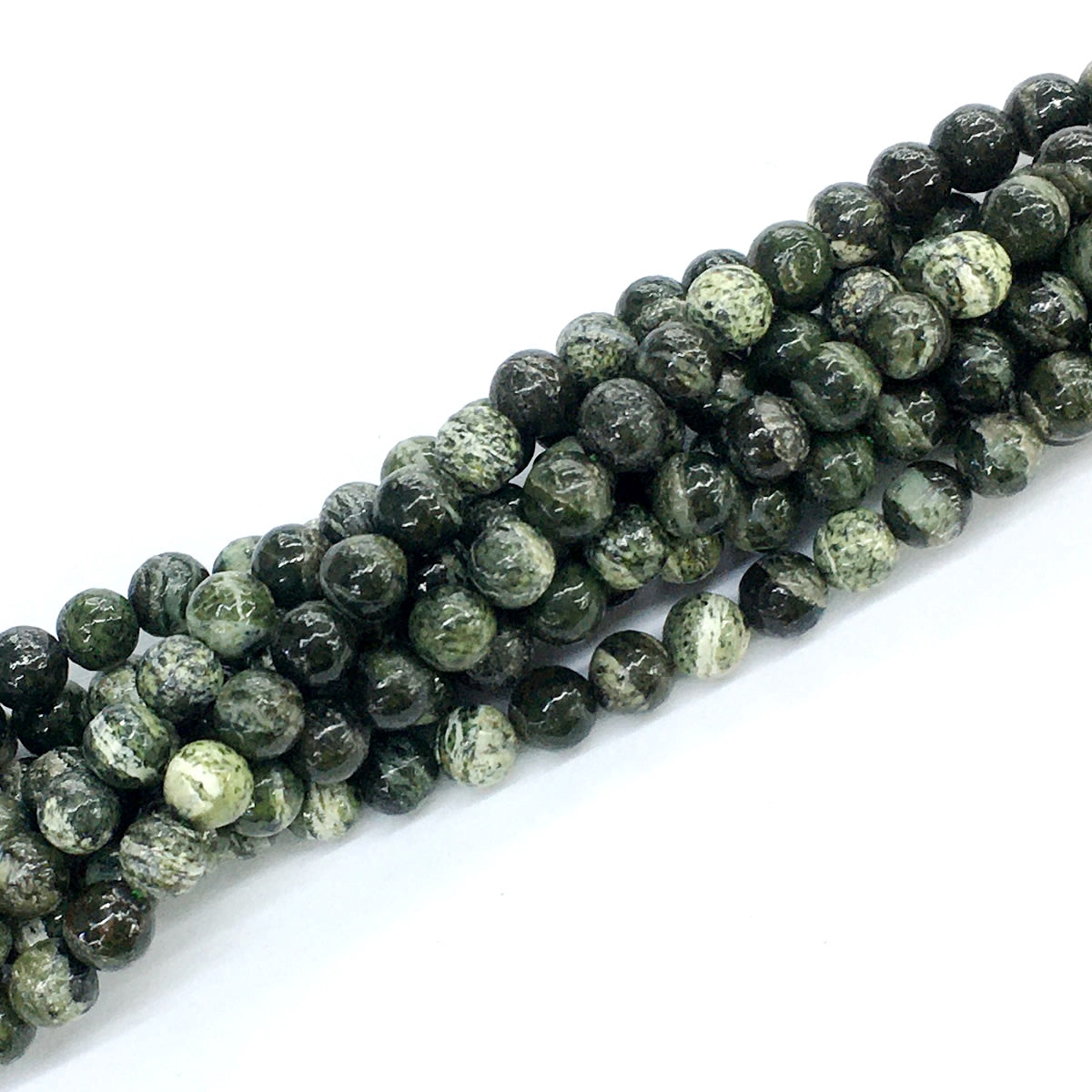 CJP107 Green Zebra Jasper Beads Smooth Round 6mm 15.5" Strand