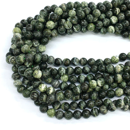 CJP107 Green Zebra Jasper Beads Smooth Round 6mm 15.5" Strand