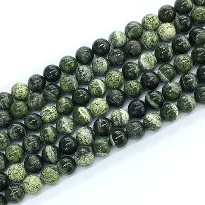 CJP108 Green Zebra Jasper Beads Smooth Round 8mm 15.5" Strand