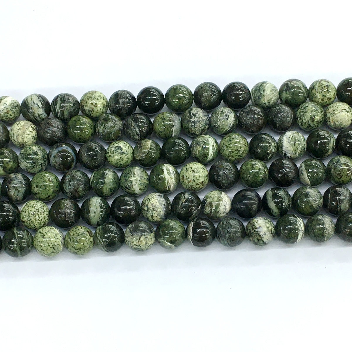 CJP108 Green Zebra Jasper Beads Smooth Round 8mm 15.5" Strand