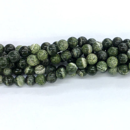 CJP108 Green Zebra Jasper Beads Smooth Round 8mm 15.5" Strand