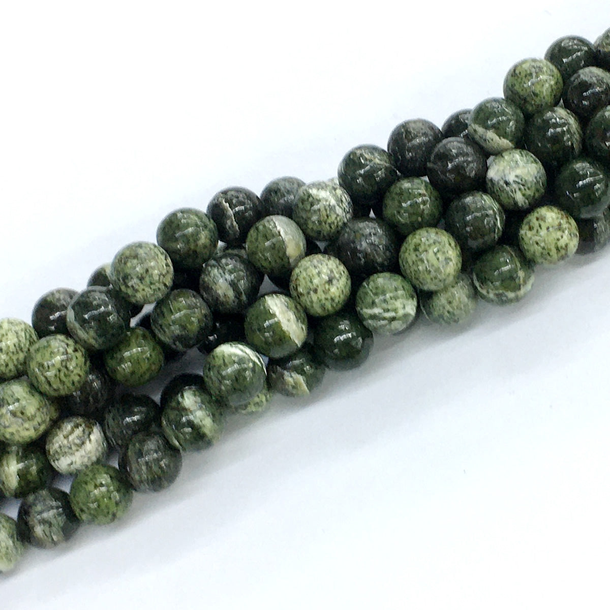 CJP108 Green Zebra Jasper Beads Smooth Round 8mm 15.5" Strand