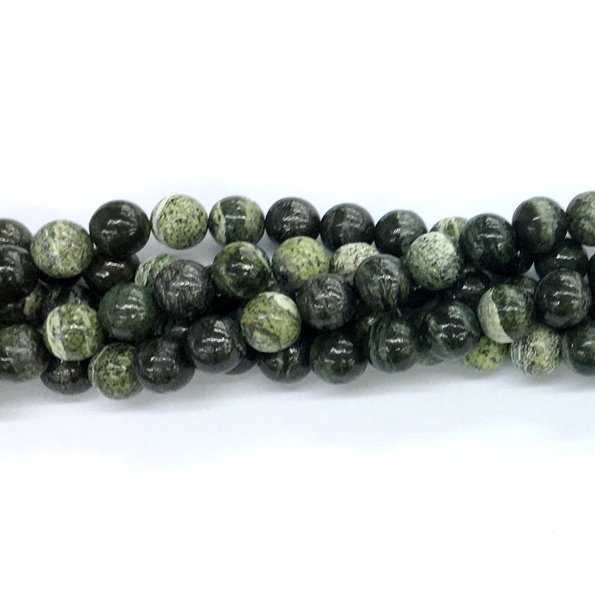 CJP109 Green Zebra Jasper Beads Smooth Round 10mm 15.5" Strand