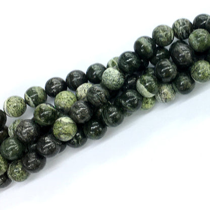 CJP109 Green Zebra Jasper Beads Smooth Round 10mm 15.5" Strand