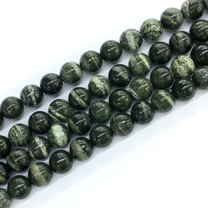 CJP110 Green Zebra Jasper Beads Smooth Round 12mm 15.5" Strand