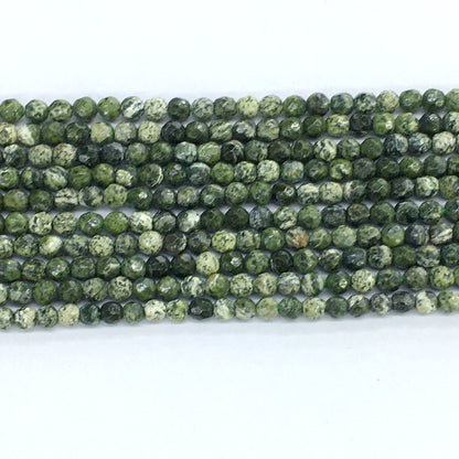 CJP114 Green Zebra Jasper Beads Faceted Round 4mm 15.5" Strand