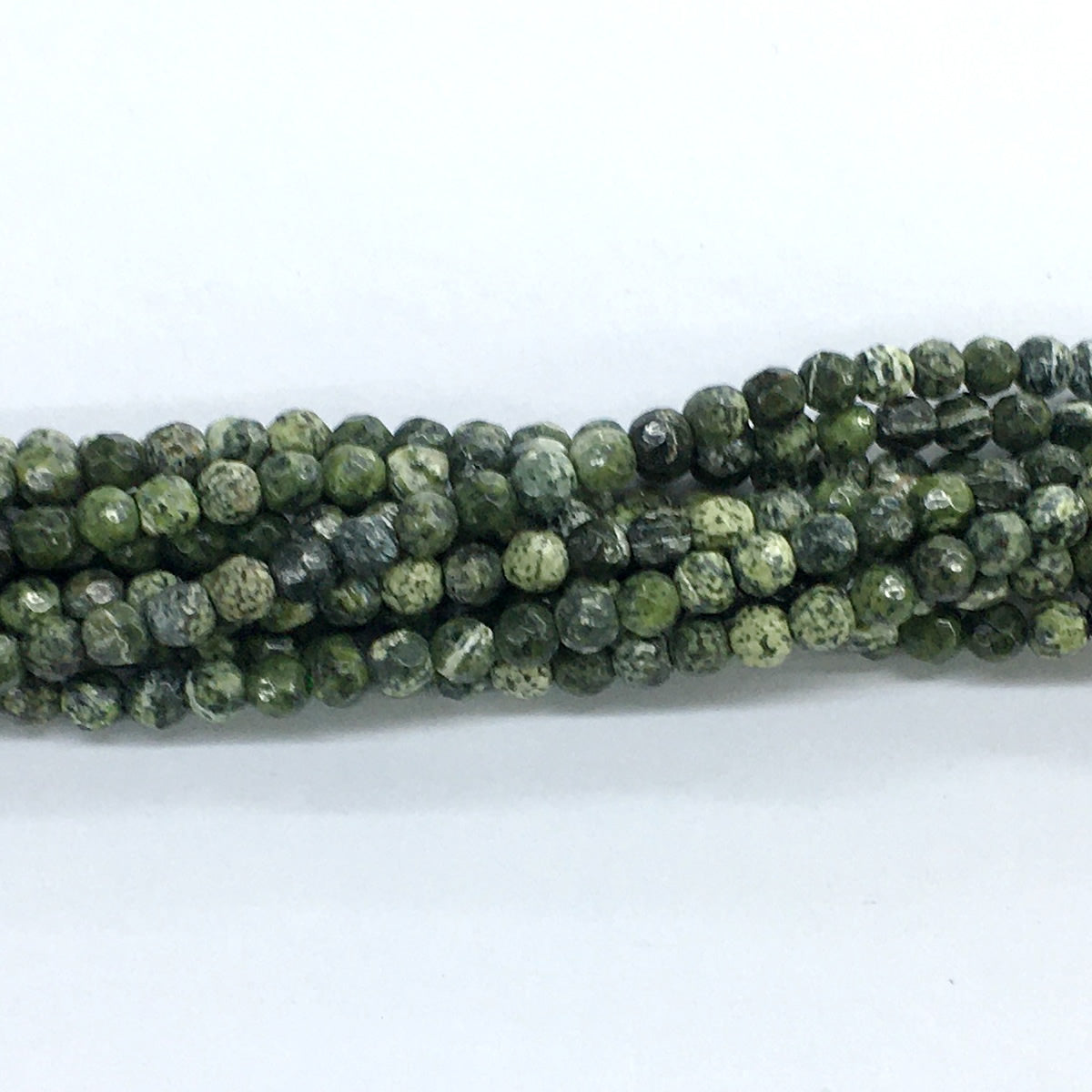 CJP114 Green Zebra Jasper Beads Faceted Round 4mm 15.5" Strand