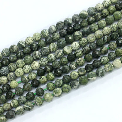 CJP115 Green Zebra Jasper Beads Faceted Round 6mm 15.5" Strand