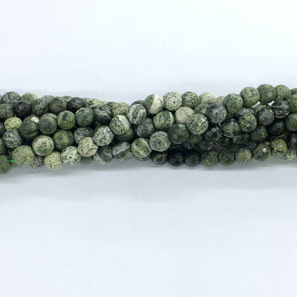 CJP115 Green Zebra Jasper Beads Faceted Round 6mm 15.5" Strand