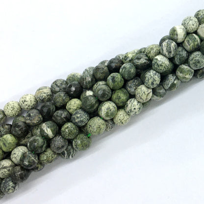 CJP115 Green Zebra Jasper Beads Faceted Round 6mm 15.5" Strand