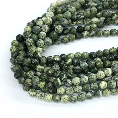 CJP115 Green Zebra Jasper Beads Faceted Round 6mm 15.5" Strand