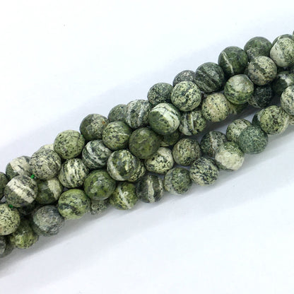 CJP116 Green Zebra Jasper Beads Faceted Round 8mm 15.5" Strand