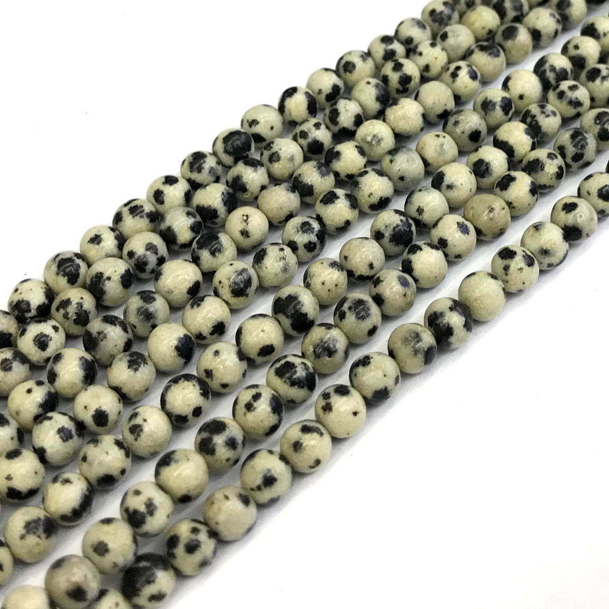 CJP128 Dalmatian Jasper Beads Smooth Round 4mm 15" Strand