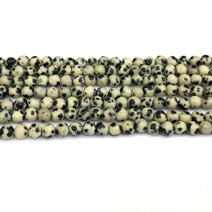 CJP128 Dalmatian Jasper Beads Smooth Round 4mm 15" Strand