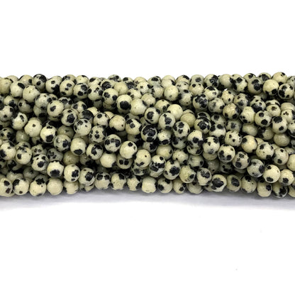 CJP128 Dalmatian Jasper Beads Smooth Round 4mm 15" Strand