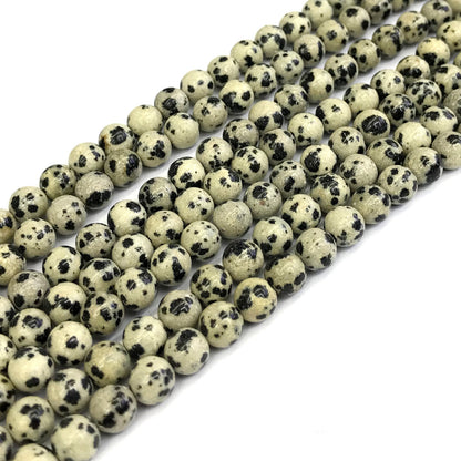 CJP129 Dalmatian Jasper Beads Smooth Round 6mm 15" Strand