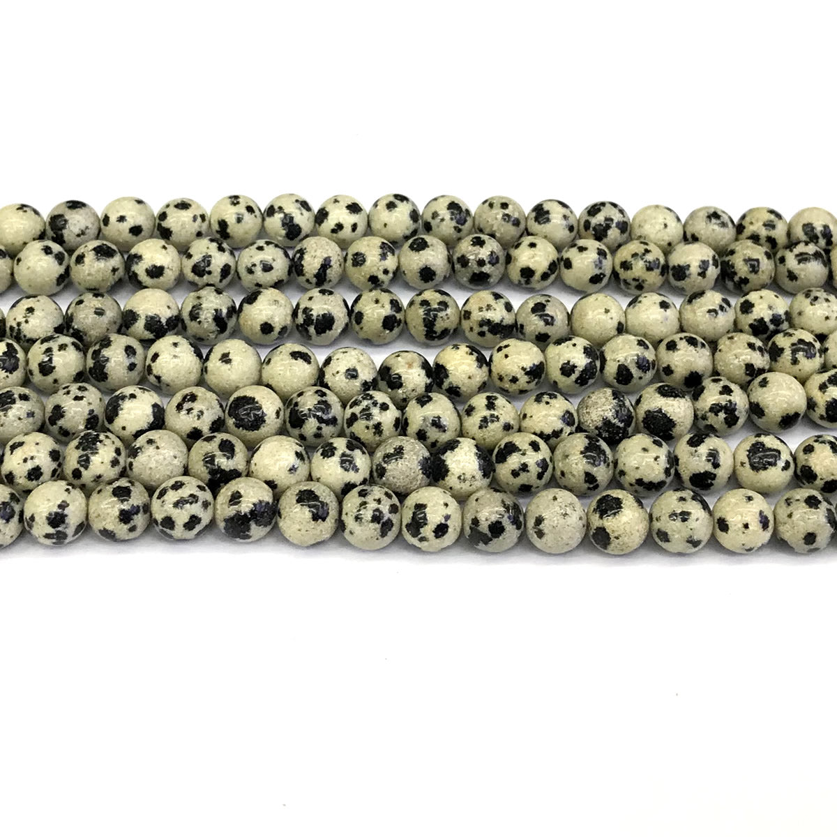 CJP129 Dalmatian Jasper Beads Smooth Round 6mm 15" Strand