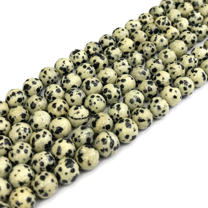 CJP130 Dalmatian Jasper Beads Smooth Round 8mm 15" Strand