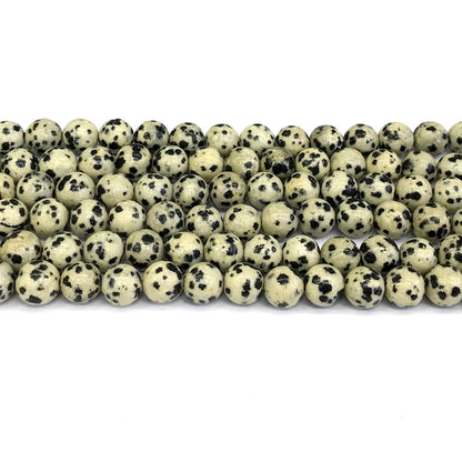 CJP130 Dalmatian Jasper Beads Smooth Round 8mm 15" Strand