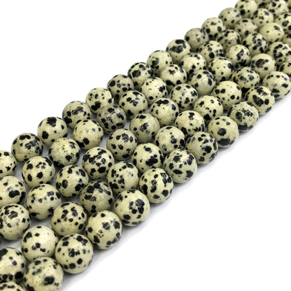 CJP131 Dalmatian Jasper Beads Smooth Round 10mm 15" Strand