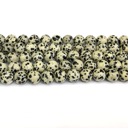 CJP131 Dalmatian Jasper Beads Smooth Round 10mm 15" Strand