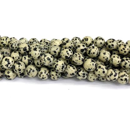 CJP131 Dalmatian Jasper Beads Smooth Round 10mm 15" Strand