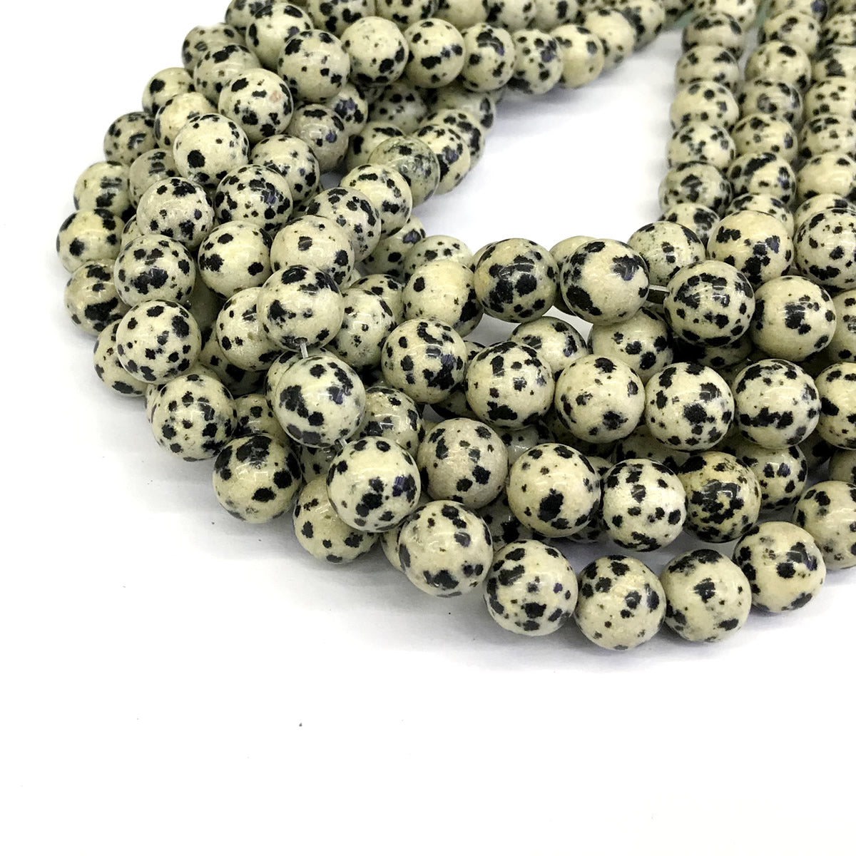 CJP131 Dalmatian Jasper Beads Smooth Round 10mm 15" Strand