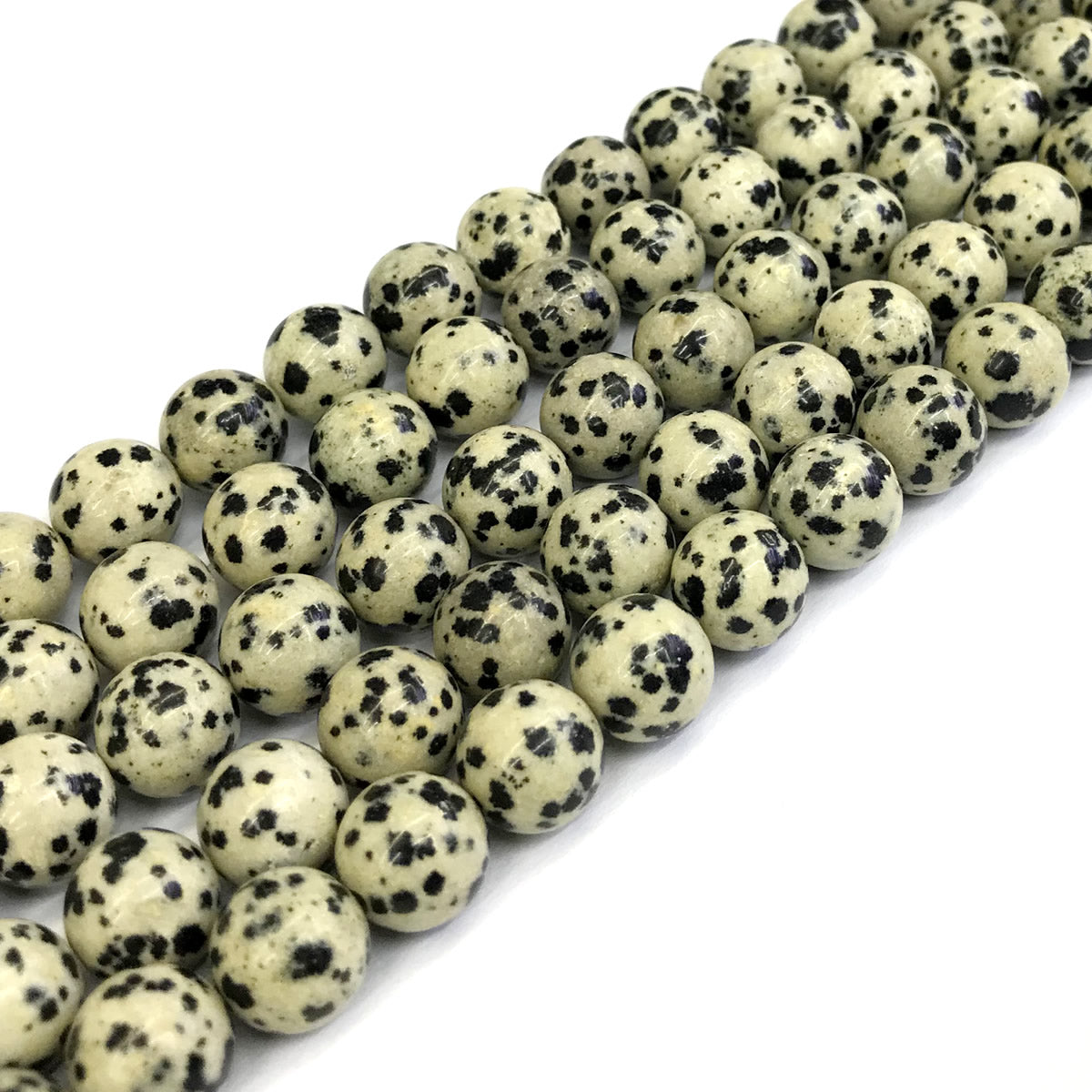 CJP132 Dalmatian Jasper Beads Smooth Round 12mm 15" Strand