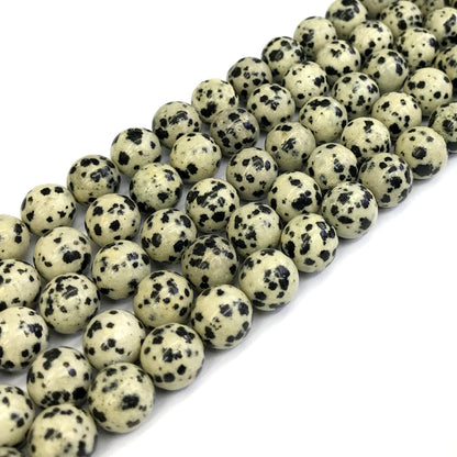 CJP132 Dalmatian Jasper Beads Smooth Round 12mm 15" Strand