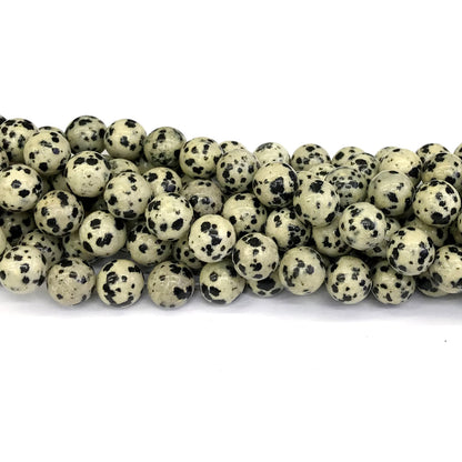 CJP132 Dalmatian Jasper Beads Smooth Round 12mm 15" Strand