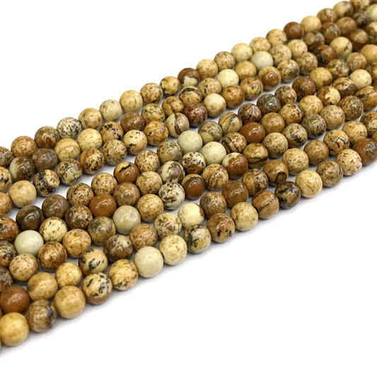 CJP135 Picture Jasper Beads Smooth Round 4mm 15" Strand