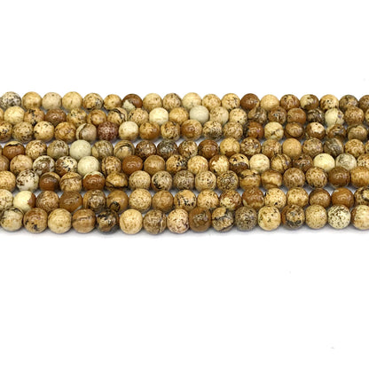 CJP135 Picture Jasper Beads Smooth Round 4mm 15" Strand