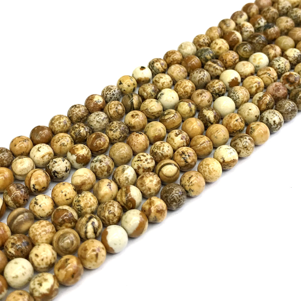 CJP136 Picture Jasper Beads Smooth Round 6mm 15" Strand