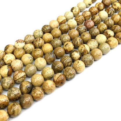 CJP137 Picture Jasper Beads Smooth Round 8mm 15" Strand