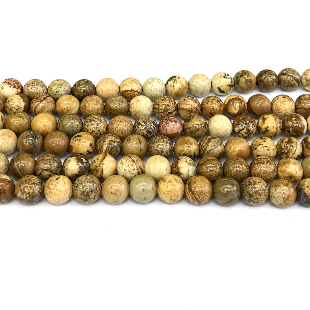 CJP137 Picture Jasper Beads Smooth Round 8mm 15" Strand