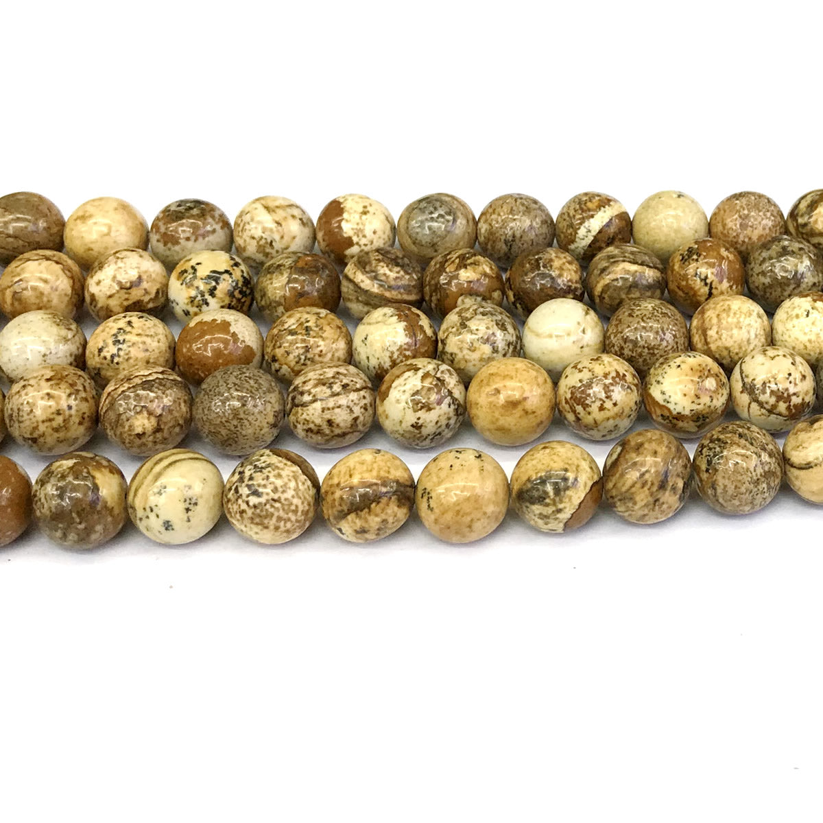 CJP139 Picture Jasper Beads Smooth Round 12mm 15" Strand