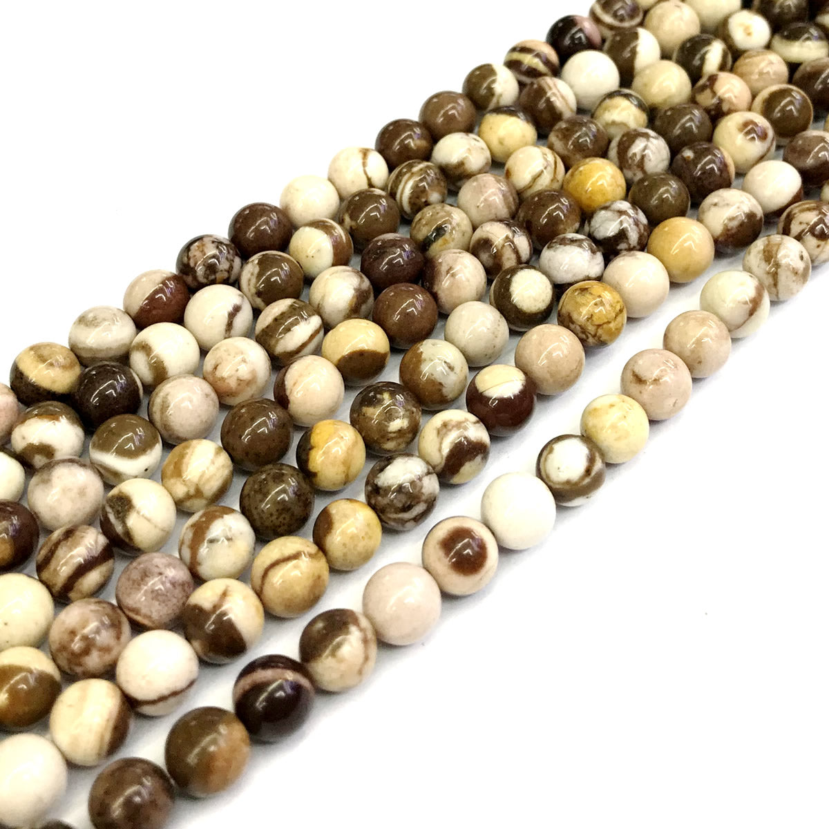 CJP143 Australian Zebra Jasper Beads Smooth Round 6mm 15" Strand