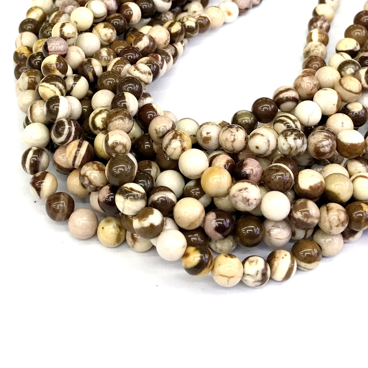 CJP143 Australian Zebra Jasper Beads Smooth Round 6mm 15" Strand