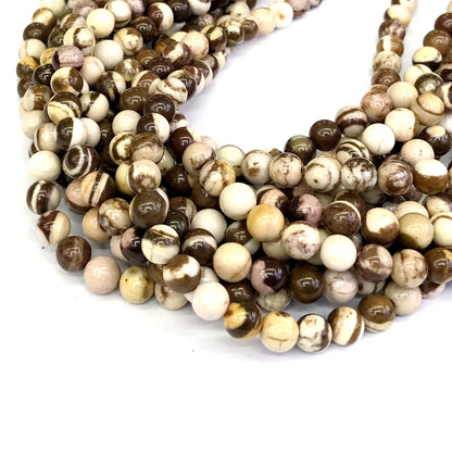 CJP143 Australian Zebra Jasper Beads Smooth Round 6mm 15" Strand