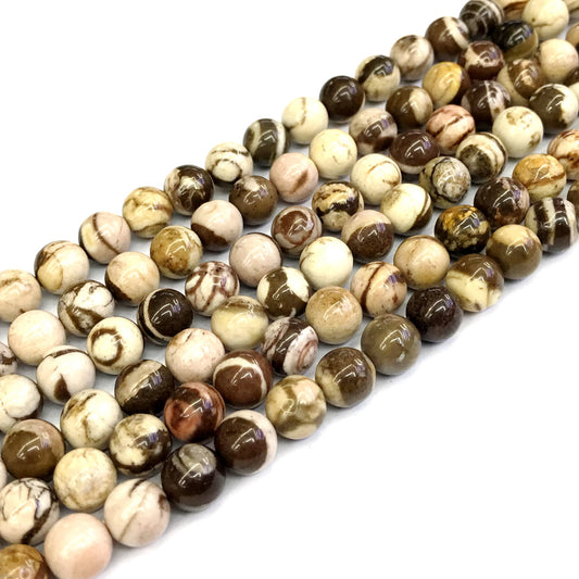 CJP144 Australian Zebra Jasper Beads Smooth Round 8mm 15" Strand