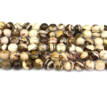 CJP144 Australian Zebra Jasper Beads Smooth Round 8mm 15" Strand