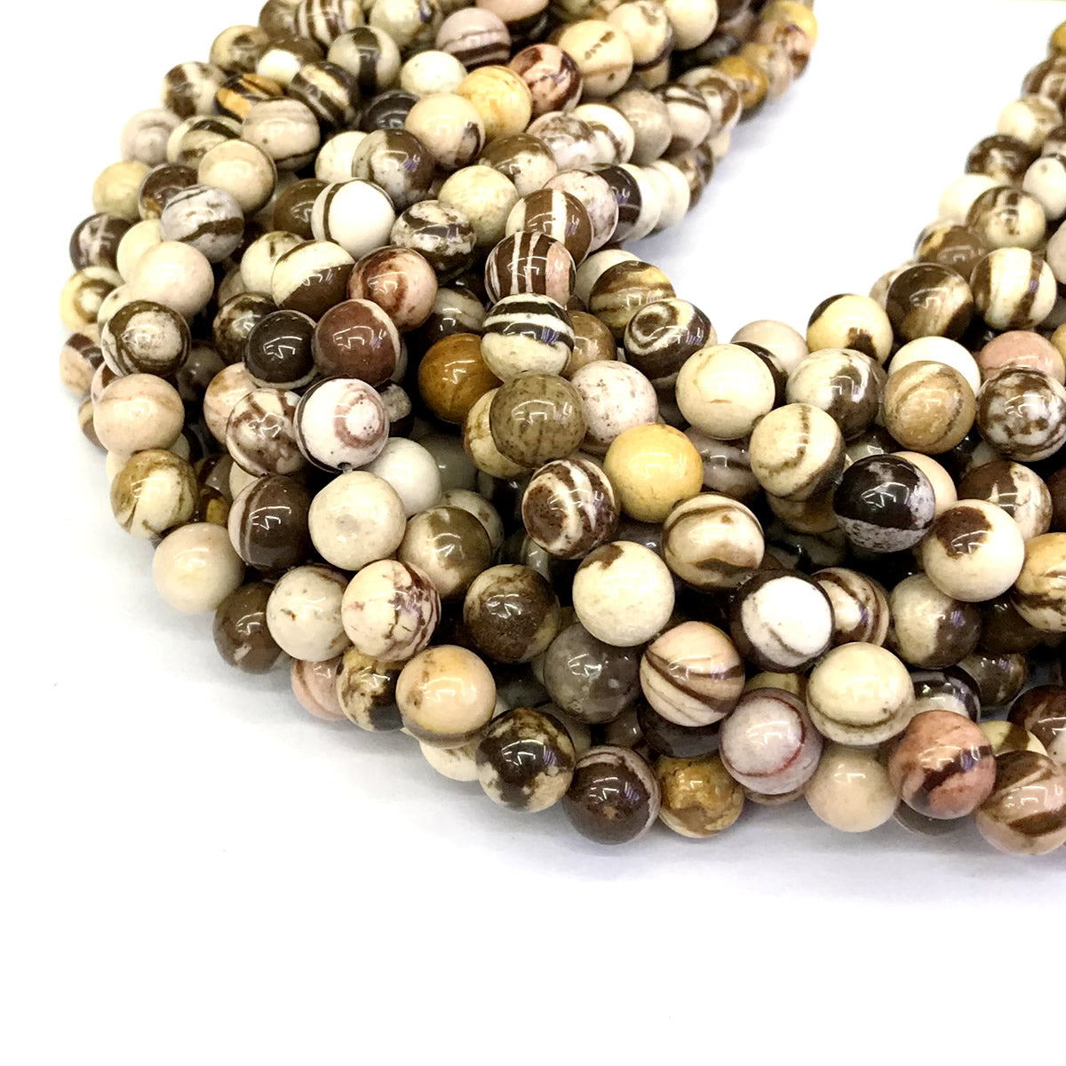 CJP144 Australian Zebra Jasper Beads Smooth Round 8mm 15" Strand