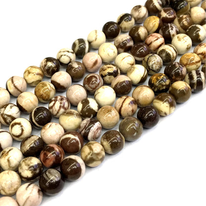 CJP145 Australian Zebra Jasper Beads Smooth Round 10mm 15" Strand