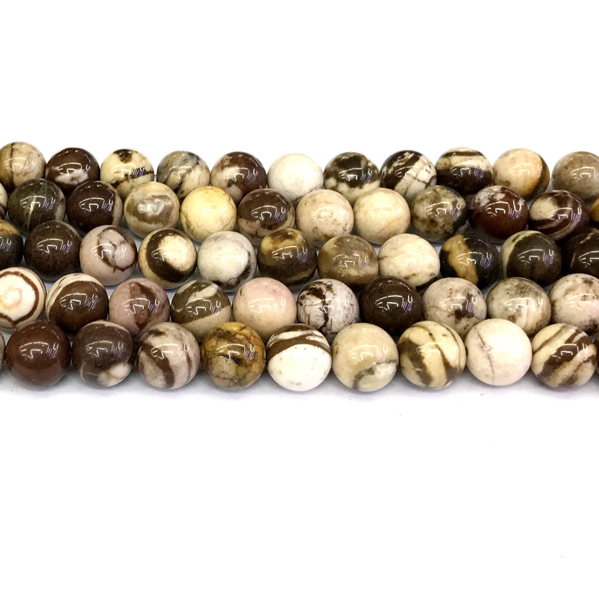 CJP145 Australian Zebra Jasper Beads Smooth Round 10mm 15" Strand