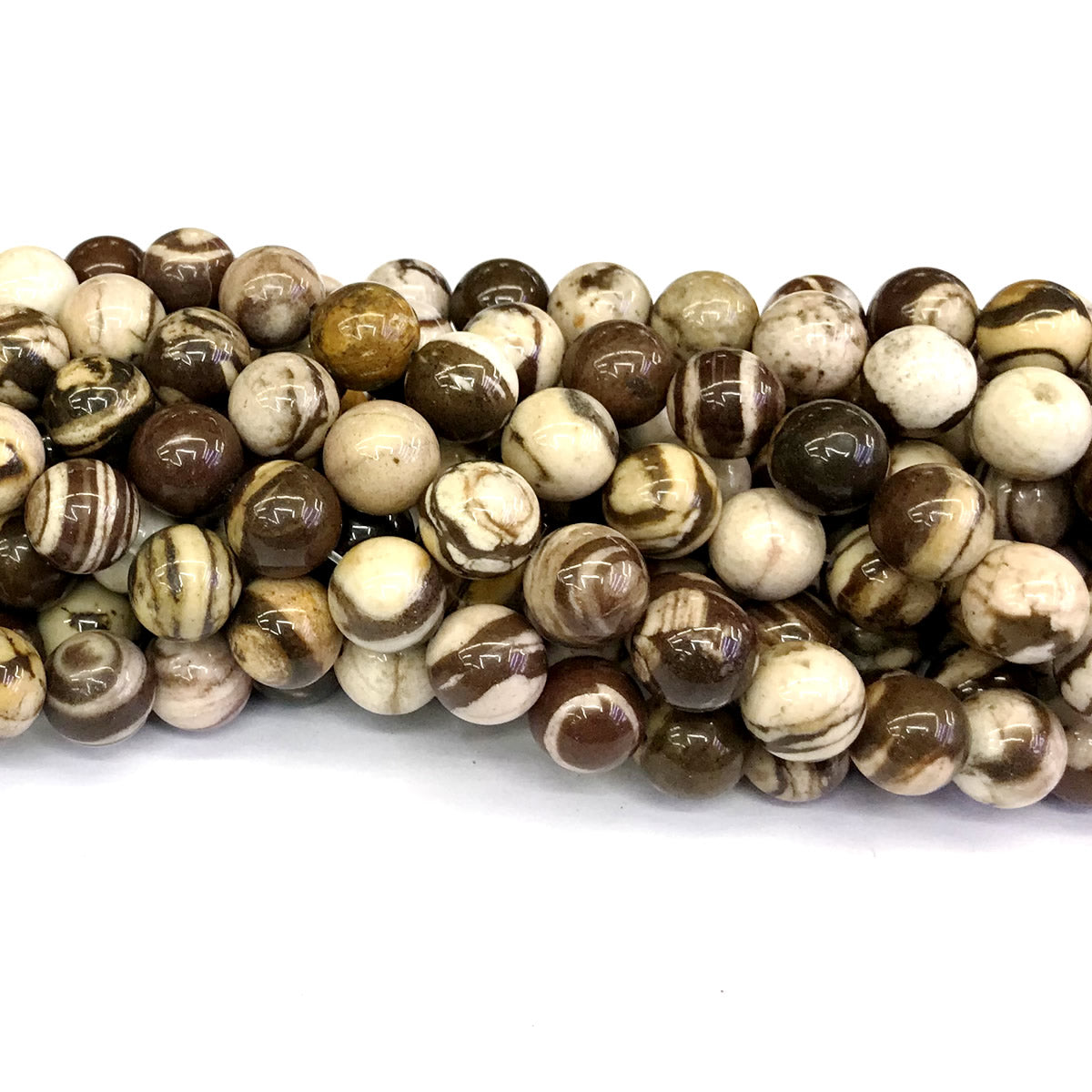 CJP145 Australian Zebra Jasper Beads Smooth Round 10mm 15" Strand